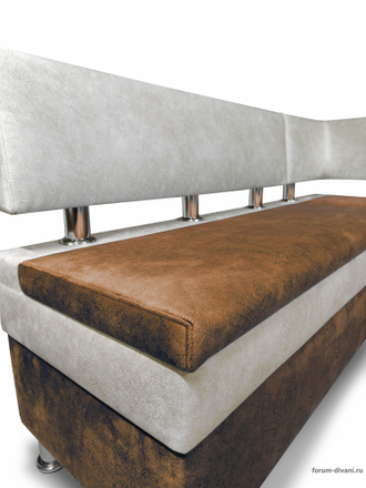 Кухонный угловой диван "Форум-4", Коричневый/Слоновая кость Правый