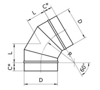 Отвод 60 градусов (круглый)
