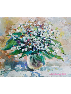 Картина маслом на холсте ландыши