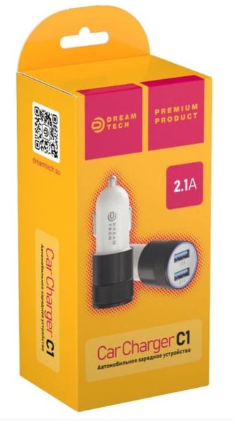 Автомобильная зарядка Dream C1 2USB 2.1A черно/белый