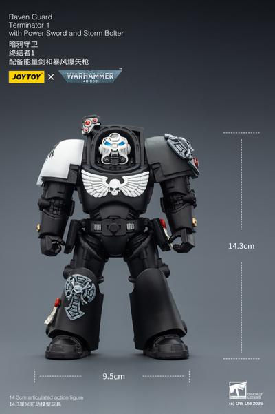Терминатор Гвардии Ворона (Warhammer 40K) - КОЛЛЕКЦИОННАЯ ФИГУРКА 1/18 Raven Guard Terminator with Power Sword and Storm Bolter (JT03240) - JOYTOY