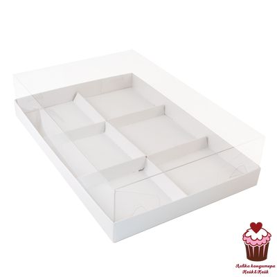 Коробка для муссовых пирожных 6 ячеек, 26х17х6 см (белая)