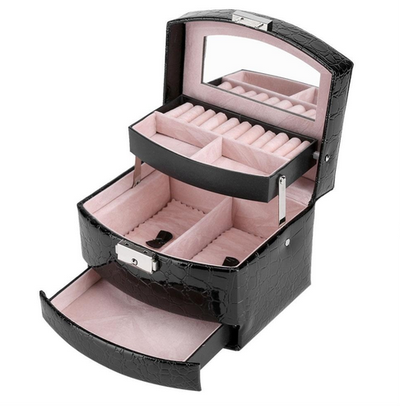 Шкатулка трехярусная автоматическая для ювелирных украшений, 15х13х12см (5 цветов)