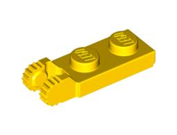 Hinge Plate 1 x 2 Locking with 2 Fingers on End and 9 Teeth without Bottom Groove, Yellow (44302b / 4183981)