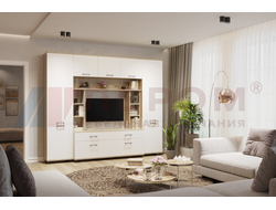 Композиция гостиной ГРЕЙС корпус Гикори Джексон Светлый/фасад Белый Бриллиант Глянцевый