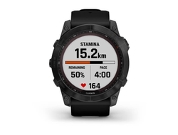 Умные часы Garmin Fenix 7X Sapphire Solar титановый черный DLC с силиконовым ремешком