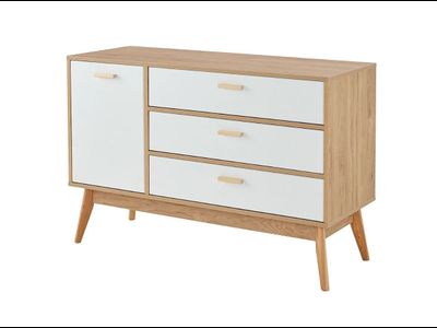 Калгари спальня Комод 1195х450х820 дуб натуральный светлый / белый матовый