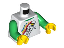 Torso Classic Space Minifigure Floating Pattern / Green Arms / Yellow Hands, White (973pb0549c01 / 4549942)