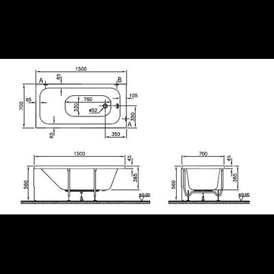 Ванна Vitra Optimum Neo, 150х70 см, 64560001000