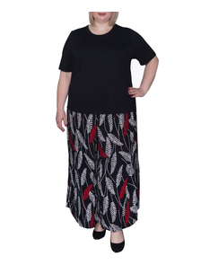 Летние легкие юбка-брюки Арт. 16134-9531 (цвет черно-красный) Размеры 62-76