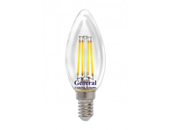 General LOFT свеча димм. C37 E14 8W 4500K 4K 35х98 филамент (нитевидная)прозр. 686800