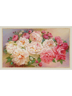 Картина в раме 60х100 см Пионы