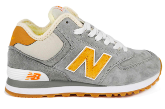 New Balance 574 Высокие серые с оранжевым