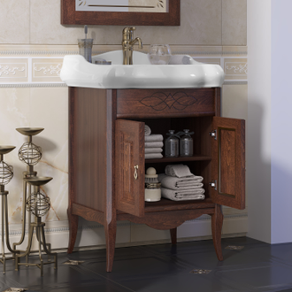 ТУМБА С РАКОВИНОЙ ЛОРЕНЦО 60 СВЕТЛЫЙ ОРЕХ