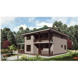 Двухэтажный каркасный дом с четырьмя спальнями 233м² (SK60)