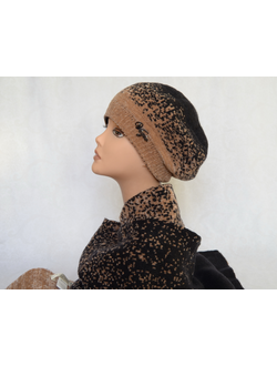 Женский берет и шарф Vizio 5217 коричневый с черным фото