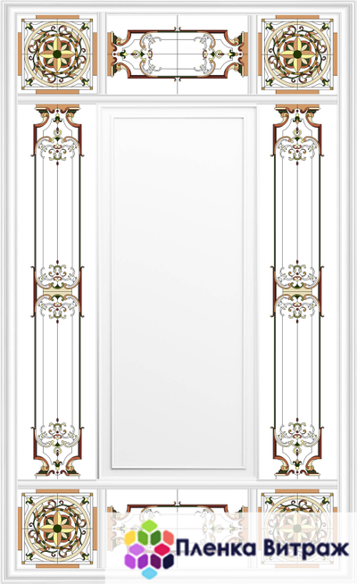 Пленка самоклеющая на потолок , розы витражная пленка, пленочный витраж с классическим рисунком