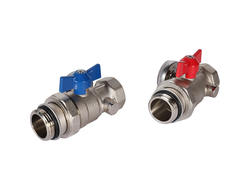 Комплект ROMMER прямых шаровых кранов с термометрами 1"