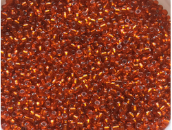 Бисер Китайский №12-29в оранжевый непрозрачный с внутренним посеребрением, 50 грамм
