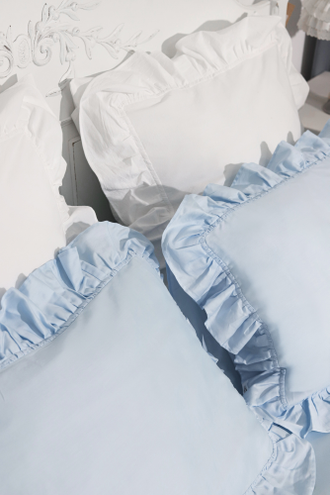 Постельный комплект с оборками "голубой"