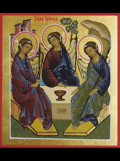 Троица Пресвятая. Рукописная икона.