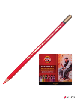 Карандаши цветные акварельные художественные KOH-I-NOOR «Mondeluz», 24 цвета, 3,8 мм, заточенные, металлическая коробка. 181138