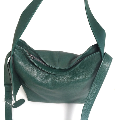 (АРТИКУЛ: 9511/92) СУМКА ЖЕНСКАЯ СРЕДНЕГО РАЗМЕРА, НАТУРАЛЬНАЯ КОЖА, ЗЕЛЕНАЯ "БУТЫЛОЧНОЕ СТЕКЛО", ДВА РЕМНЯ ЧЕРЕЗ ПЛЕЧО