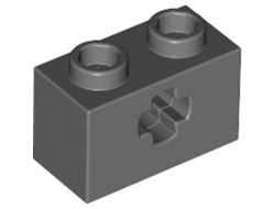 Technic, Brick 1 x 2 with Axle Hole, Dark Bluish Gray (32064 / 4210935 / 6178919)