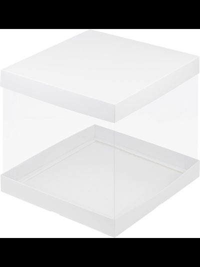 Коробка для торта с прозр. стен. (белая), 300*300*280мм