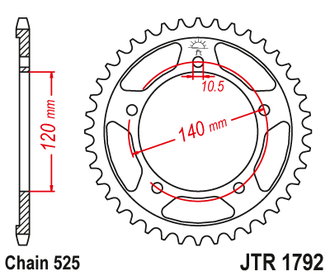 Звезда ведомая (41 зуб.) RK B5066-41 (Аналог: JTR1792.41) для мотоциклов Kawasaki, Suzuki