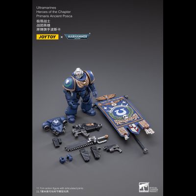 Ультрамарин Примарис знаменосец (Warhammer 40k) - КОЛЛЕКЦИОННАЯ ФИГУРКА 1/18 scale Primaris Ancient Posca (JT2498) - JOYTOY