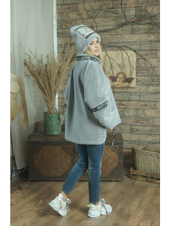 Меховая куртка цвет серо-голубой модель 104