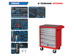 Набор инструментов 251 предмет, "DRIVE", в красной тележке KING TONY 934-251AMR
