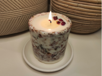 Ботаническая свеча из соевого воска с розой, 1 шт., 7,5 x 7,5 см