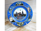 Тарелка сувенирная «Валдай.Иверский монастырь.Коллаж»(синяя)