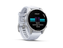 Умные часы Garmin Fenix 8 - 43 мм, AMOLED серебристый корпус, белый ремешок (010-02903-00)