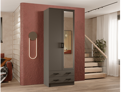 ЛДСП Шкаф ДУЭТ с зеркалом Графит