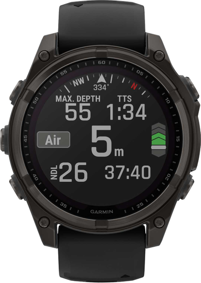 Часы Garmin Fenix 8 —47mm Solar Sapphire Carbon Gray DLC Titanium Black / Pebble Gray