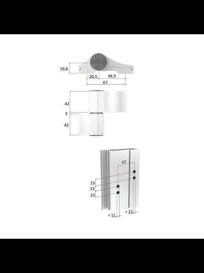 50800А Петля дверная 67мм 160 кг ( Планета м1-16 м2-46 м0-70 ) Белая