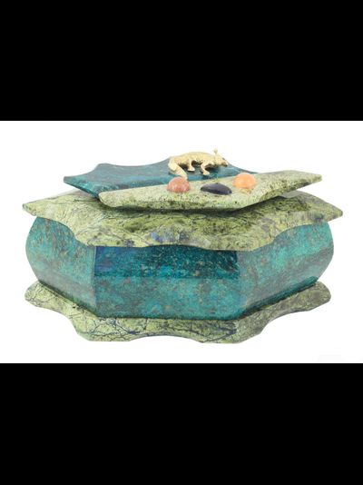 Шкатулка большая из змеевика, разные формы