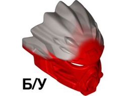 ! Б/У - Bionicle Mask of Fire Unity with Marbled Flat Silver Pattern, Red (24148pb01 / 6134986) - Б/У