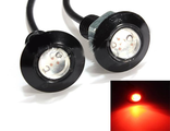 Ходовые огни (дневной свет, ДХО) Глаз Орла, красные, светодиодные (LED), 18 мм, цена за пару