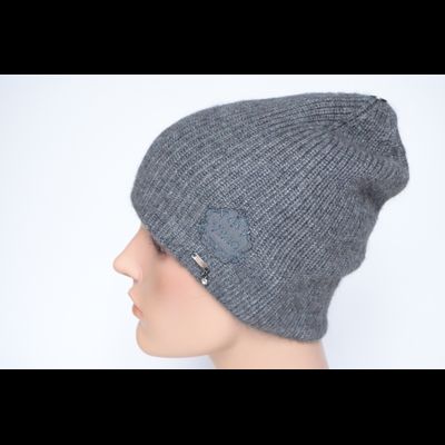 Темно - серая шапка из альпака и шелка Vizio Италия 9015 CL фото