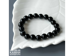 Браслет чёрный агат шарик 10-10,2 мм, цена за штуку