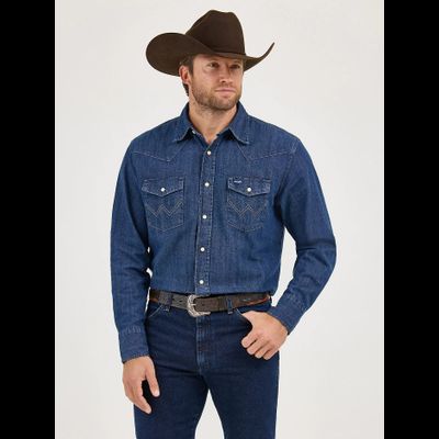 Рубашка Wrangler® Western Denim Snap Work Shirt