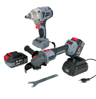 Аккумуляторный бесщеточный НАБОР 2в1 УШМ E0080 и гайковерт E0081