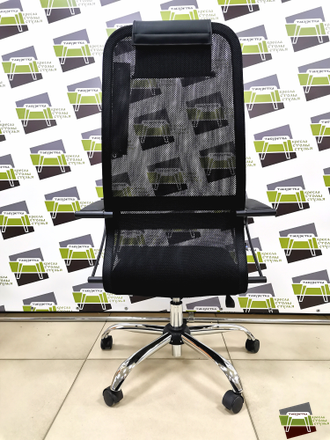 Кресло  METTA SU-BK130-8 ТКАНЬ ЧЕРНАЯ/К.ЗАМ ЧЕРНЫЙ КРЕСТОВИНА ХРОМИРОВАННАЯ