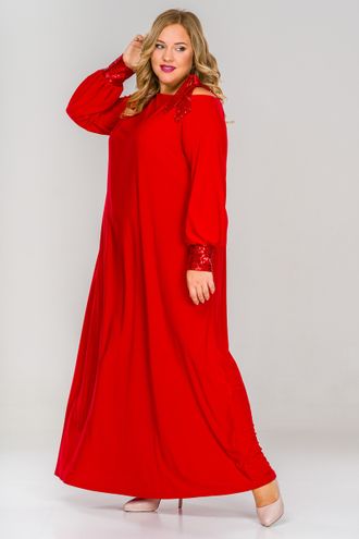 Платье вечернее свободное с пайетками арт.1517502 - красный