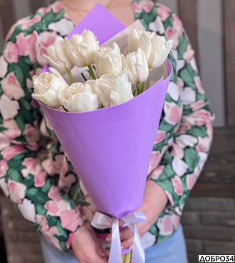 Букет из белых пионовидных тюльпанов - Римма фото2