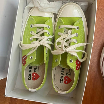 Живое фото Кеды Converse Comme des Garcons салатовые низкие 168302c